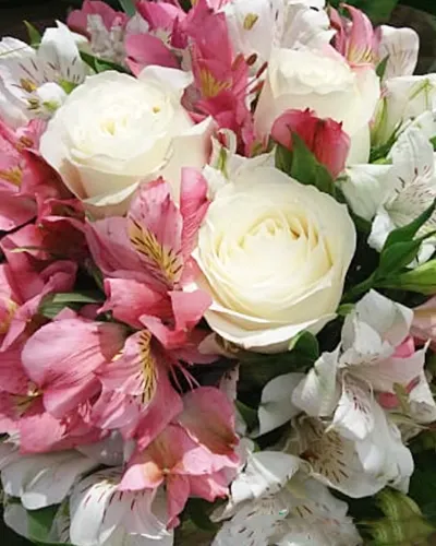 Buque de Astrolmelias e Rosas